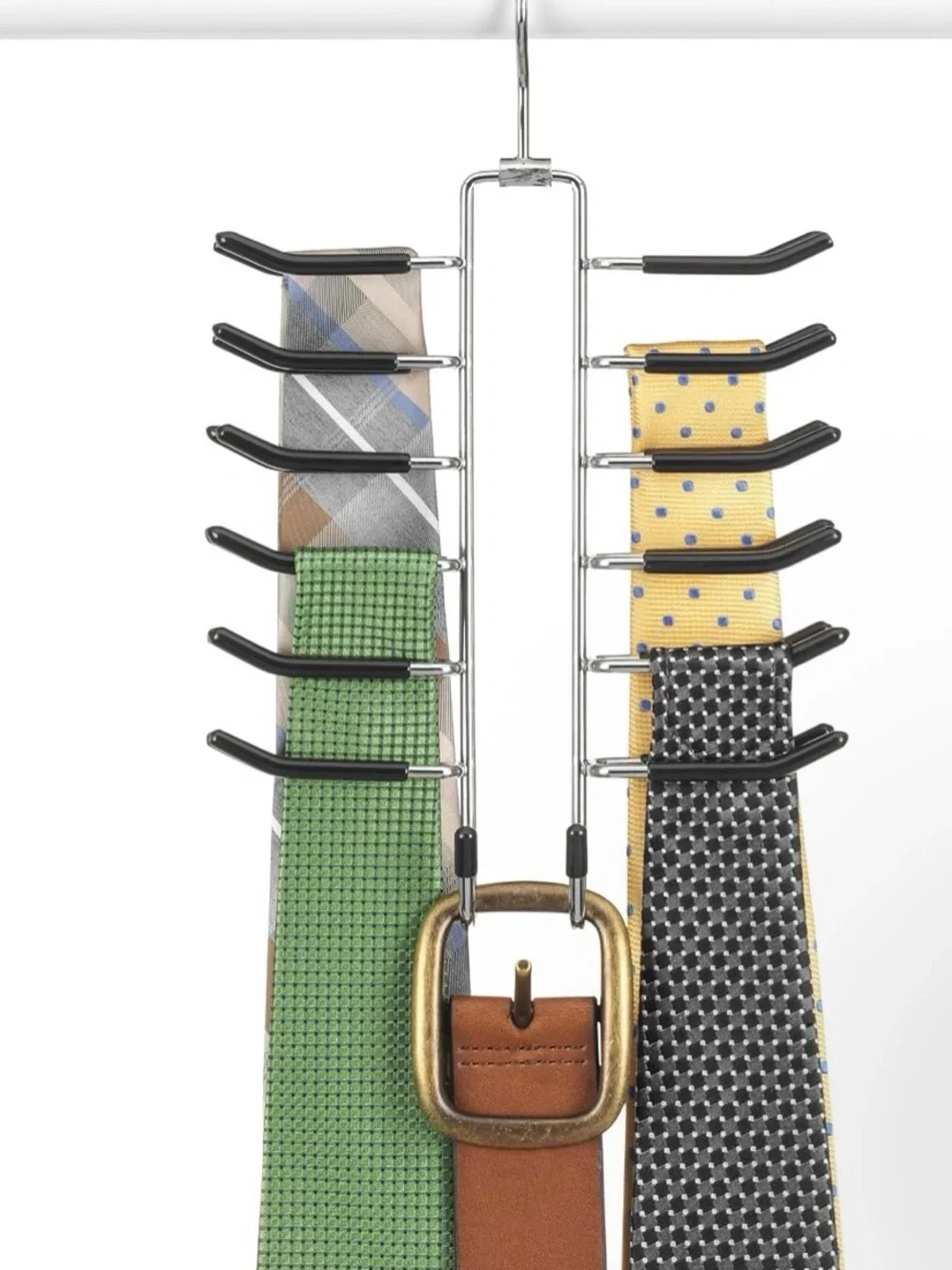 Hangers - Whitmor Swivel Tie & Belt Organizer Hanger Chrome Black (3 pk)